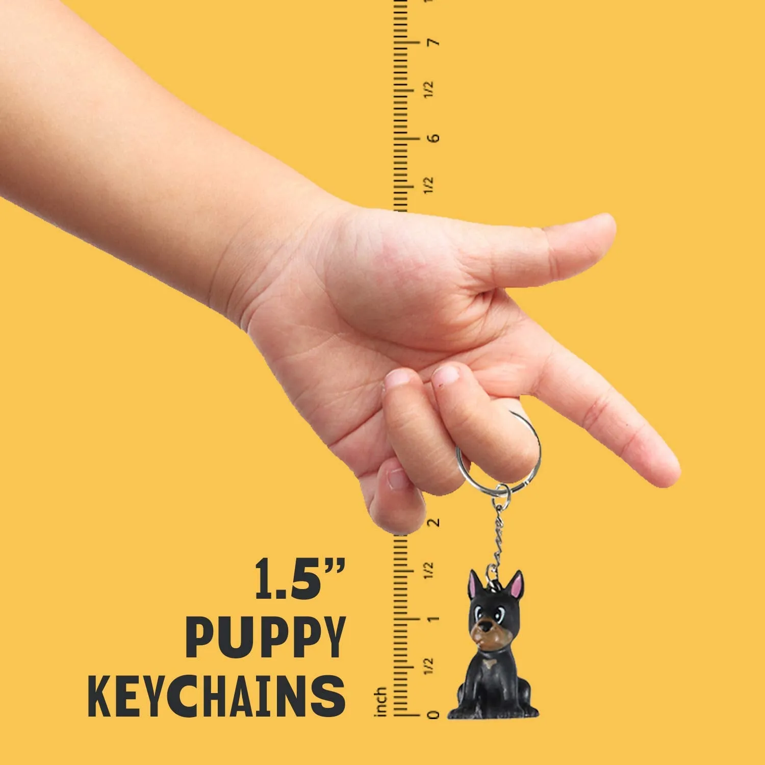 Kicko 1.5 Inch Puppy Keychain - 20 Pack Mini Backpack Hook - Keyring for Bag and Belt Loop