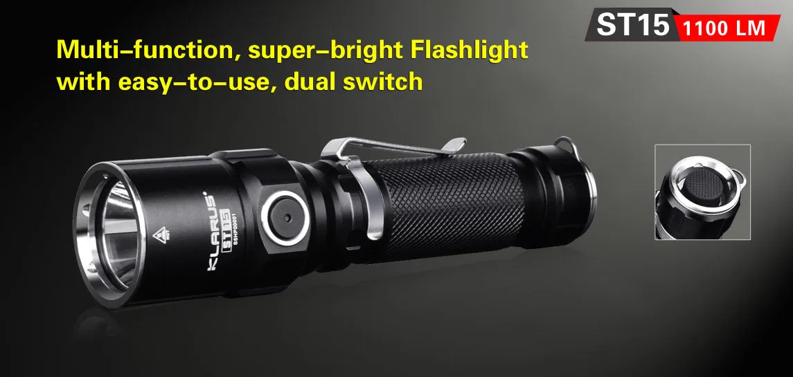 Klarus ST15 CREE XP-L HI V3 LED Flashlight 1100 Lumens