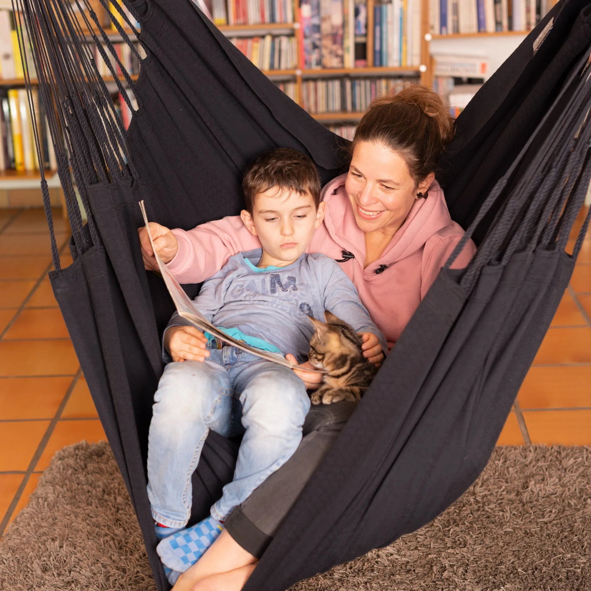 LA SIESTA Habana Organic Cotton Comfort Hammock Chair with Wooden Stand (W 115 cm)