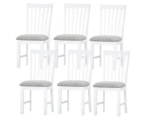 Laelia Dining Chair Set of 6 Solid Acacia Timber Wood Coastal Furniture - White