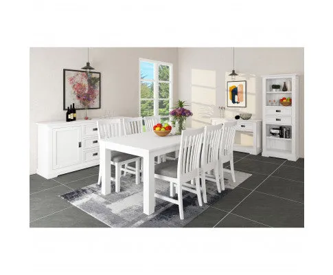 Laelia Dining Chair Set of 6 Solid Acacia Timber Wood Coastal Furniture - White