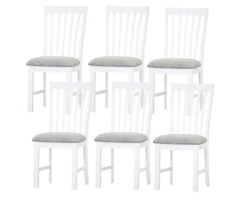 Laelia Dining Chair Set of 6 Solid Acacia Timber Wood Coastal Furniture - White