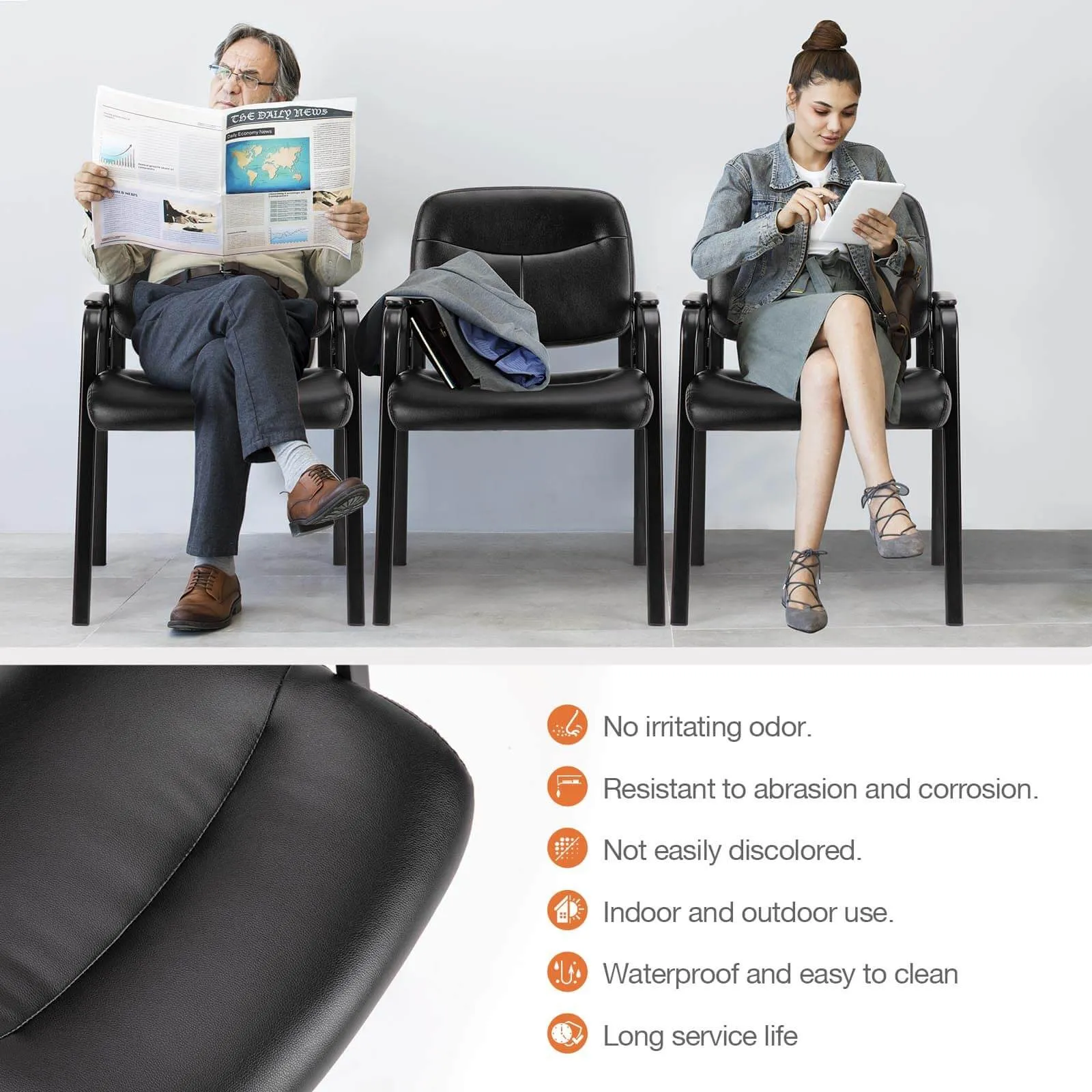 Leather Conference Room Chairs with Padded Arms,eception Chairs,Office Guest Chairs