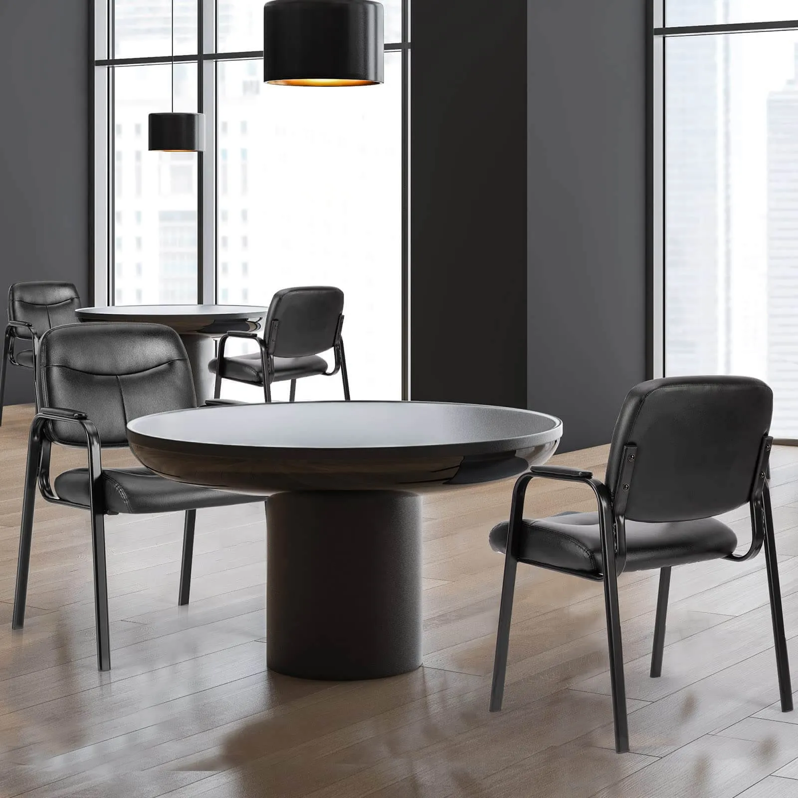 Leather Conference Room Chairs with Padded Arms,eception Chairs,Office Guest Chairs