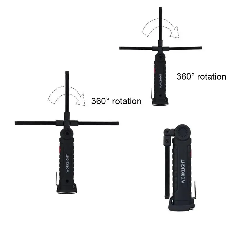 LED Working Lamp Flashlight USB Rechargeable COB Torch 3 Mode Built-In Battery Flash Light Tail Magnet Portable Camping Lantern