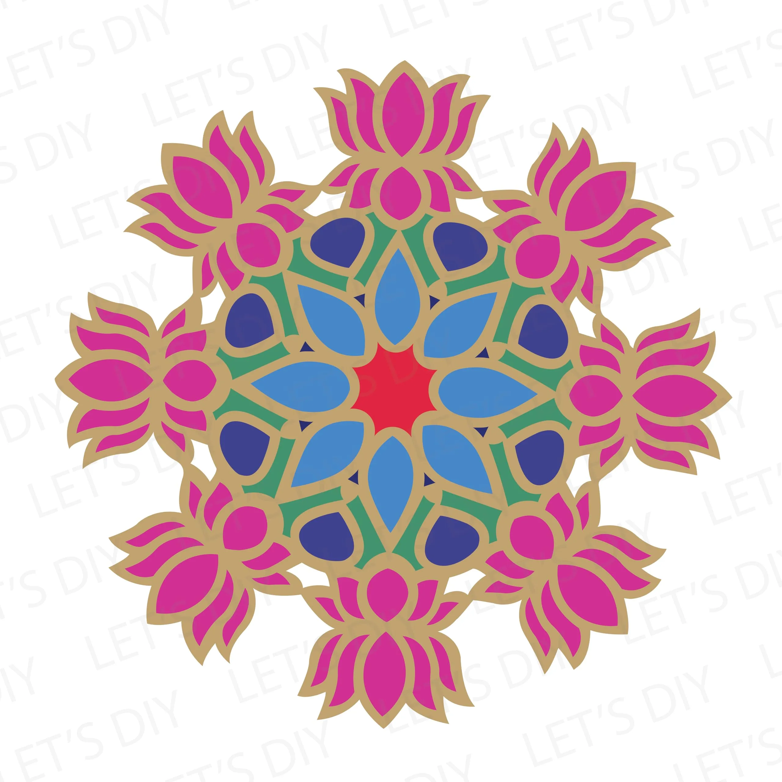 LET'S DIY Portable Rangoli Stencil - 11 Inches | Reusable Templates for Floor/Table Decor | Perfect for Navratri, Pongal, Pooja & Mandir | Easy-to-Fill Rangoli Mats