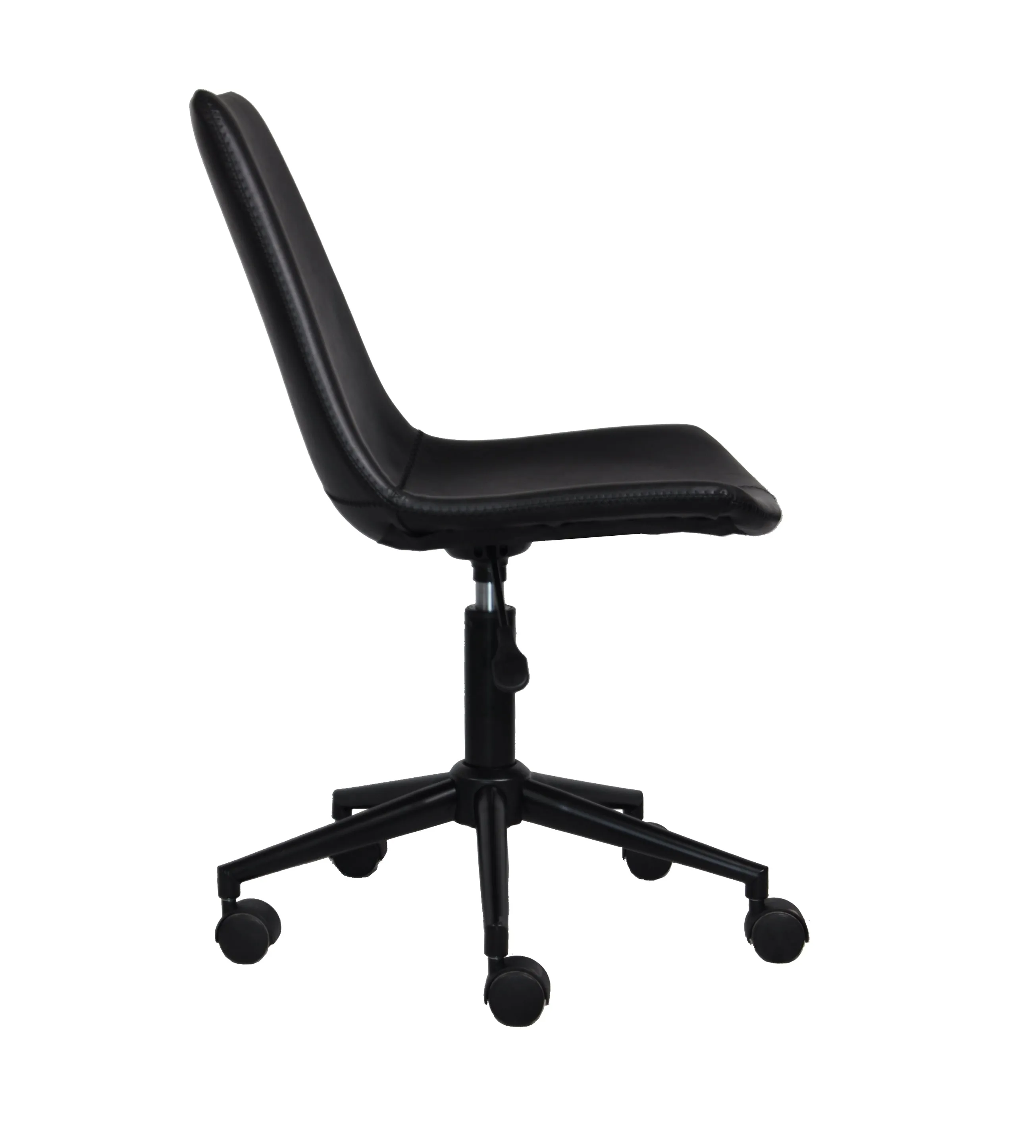 Lombardi Padded Office Chair,Black Faux Leather Seat And Black Base