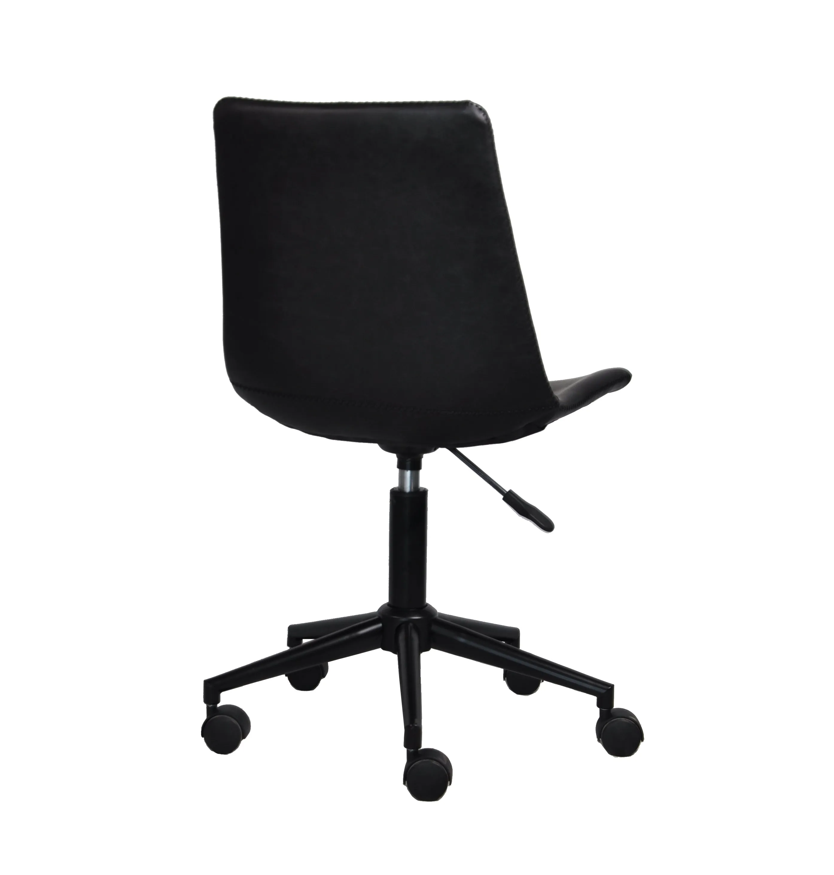 Lombardi Padded Office Chair,Black Faux Leather Seat And Black Base