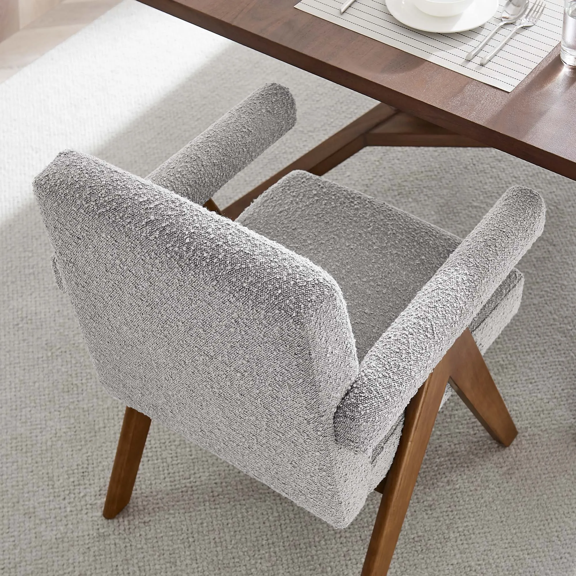 Lyra Boucle Fabric Dining Room Chair - Set of 2 by Modway