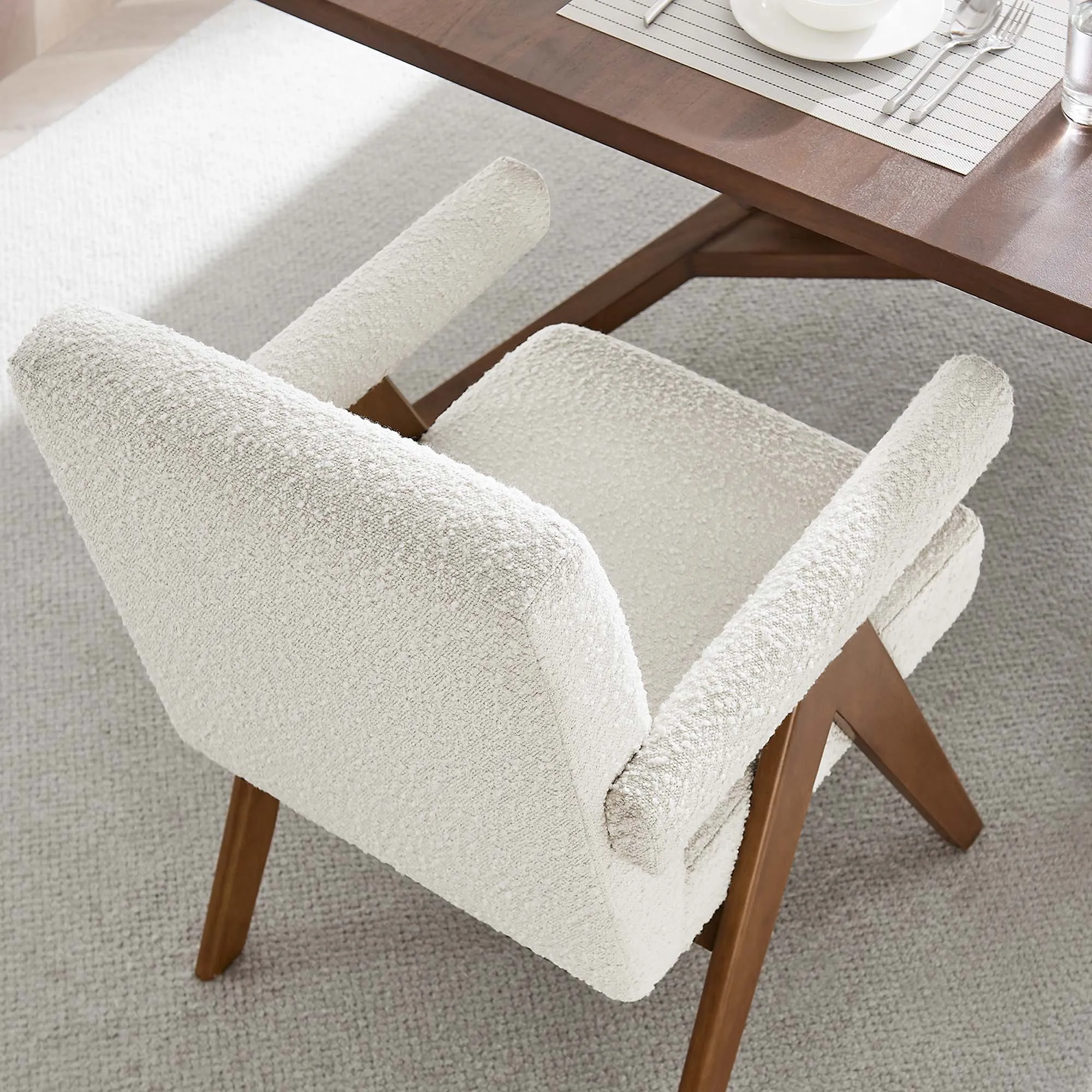 Lyra Boucle Fabric Dining Room Chair - Set of 2 by Modway