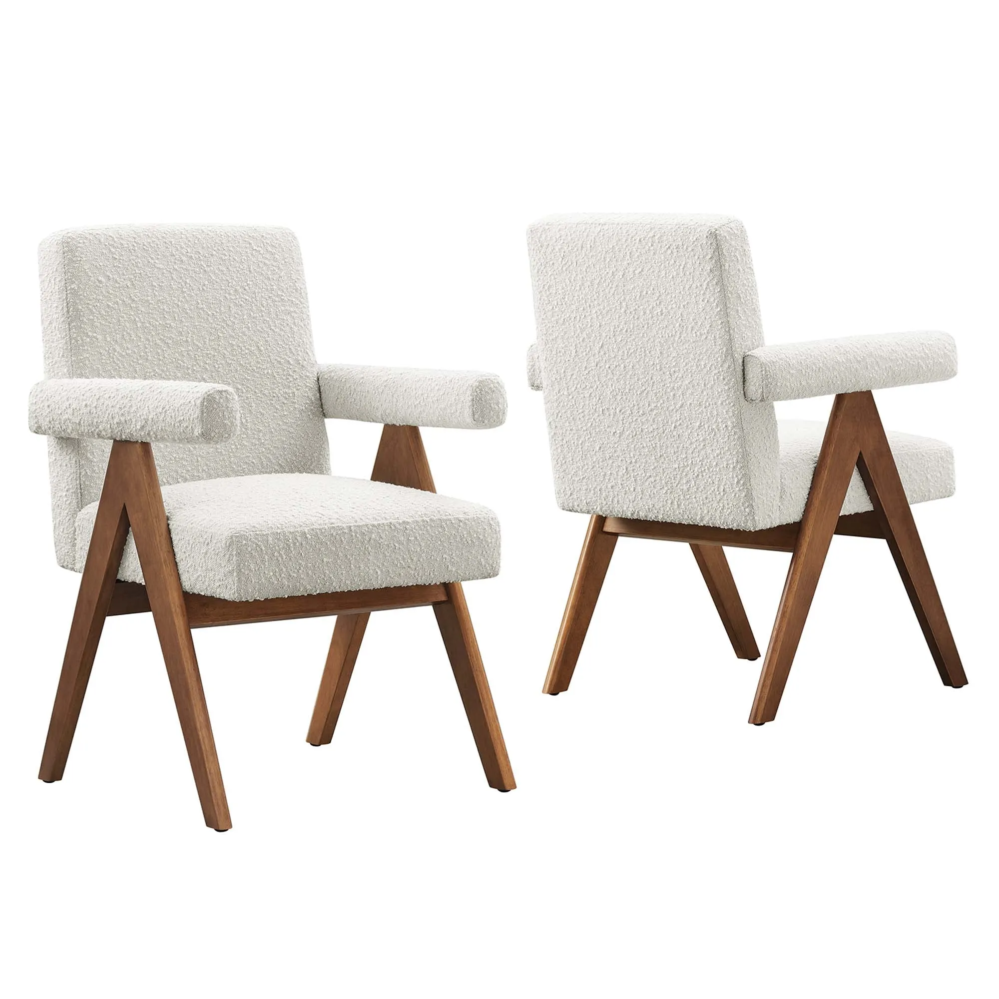 Lyra Boucle Fabric Dining Room Chair - Set of 2 by Modway