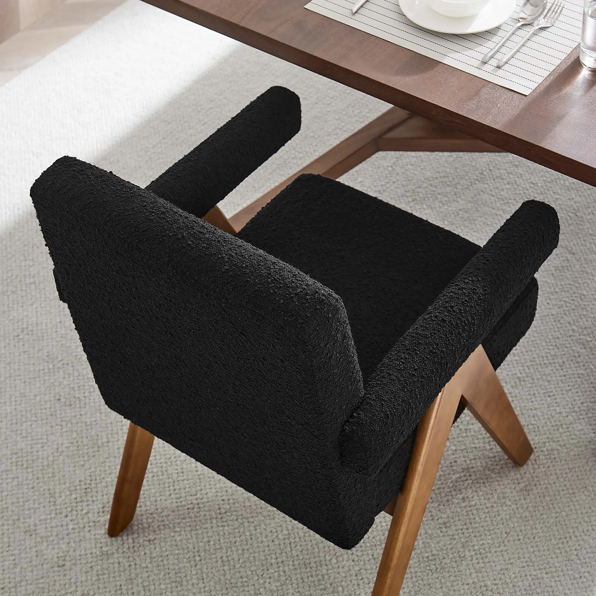 Lyra Boucle Fabric Dining Room Chair - Set of 2 by Modway