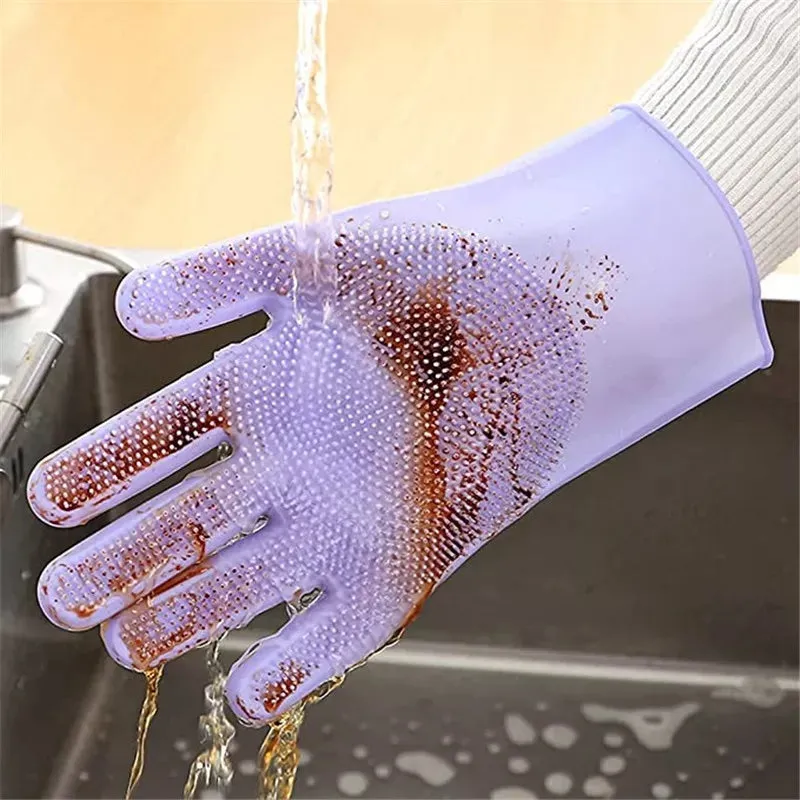 Magic Silicone Dish Washing Rubber Gloves Heat Resistant