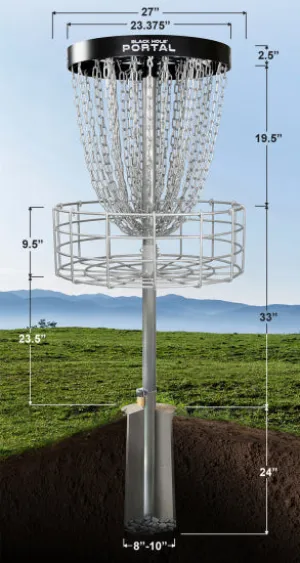 MVP Black Hole Portal Permanent & Portable Course Disc Golf Basket (Version 2)