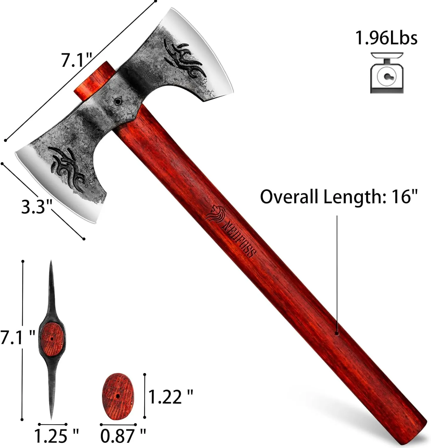 Nedfoss Champion Throwing Axe Set, 2 Pack Throwing Axes with 1065 High Carbon Steel & Wooden Handle