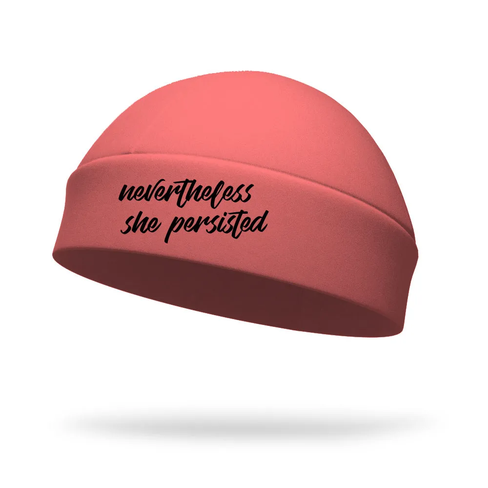 Never the Less She Persisted Wicking Ponytail Hat - Black Logo