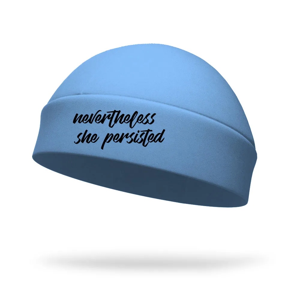 Never the Less She Persisted Wicking Ponytail Hat - Black Logo