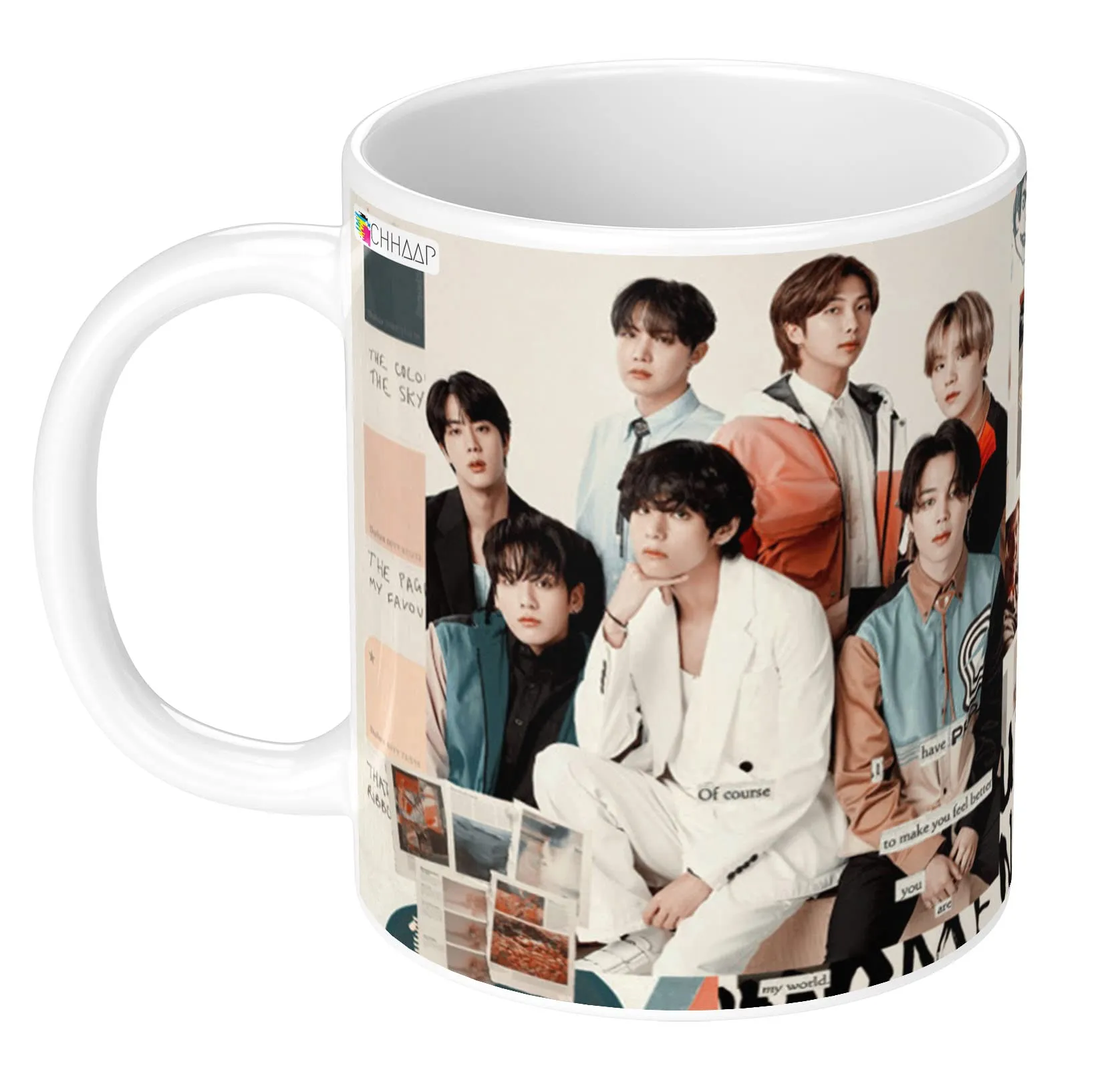 NH10 DESIGNS BTS Printed Mug with Keychain for Girls Boys Birthday Gift for Friends BTS Music Band V Suga J-Hope Jungkook Jin Jimin Rm, BTS Mug (Coffee Mug-350ml) -B61WMK 52 (Ceramic)