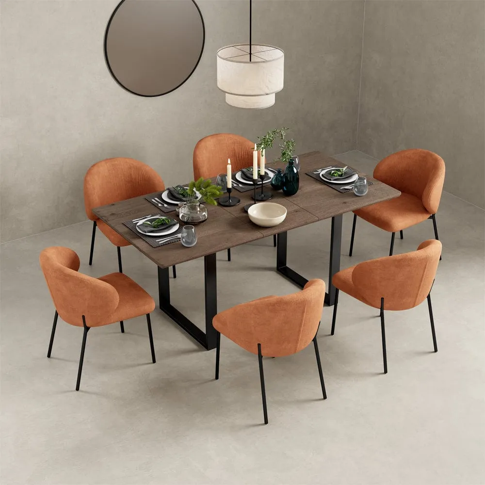 Orchid Belluno Extending Dining Table With 6 Velvet Chairs