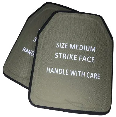 Pair of FRONT AND BACK (SIZE SMALL to LARGE) SILICON CARBIDE 10x12 Level IV Ballistic Front or Back Plate (Curved with Shooters Cut)