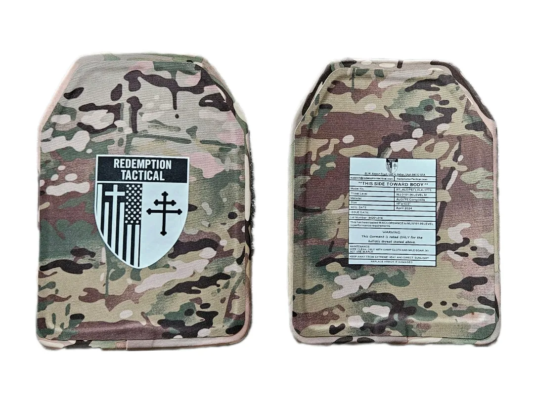 Pair of SIZE EXTRA LARGE Level IV (10"x13.5") Ballistic Front and Back Plate (Curved with Shooters Cut)