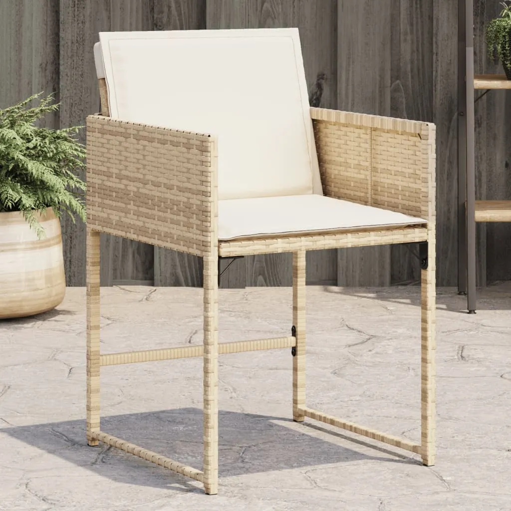 Patio Chairs with Cushions 4 pcs Beige Poly Rattan