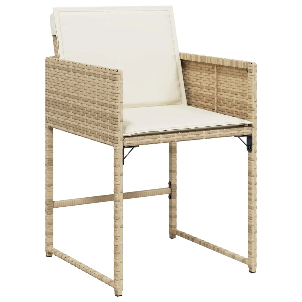 Patio Chairs with Cushions 4 pcs Beige Poly Rattan