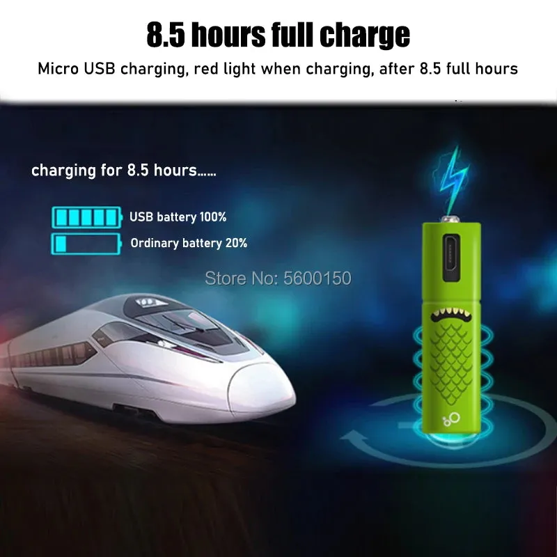 Portable 1.2V 1000mAh AA Size USB Rechargeable Batteries Long Using Time Micro USB Charging Batteries Set With LED Indicator