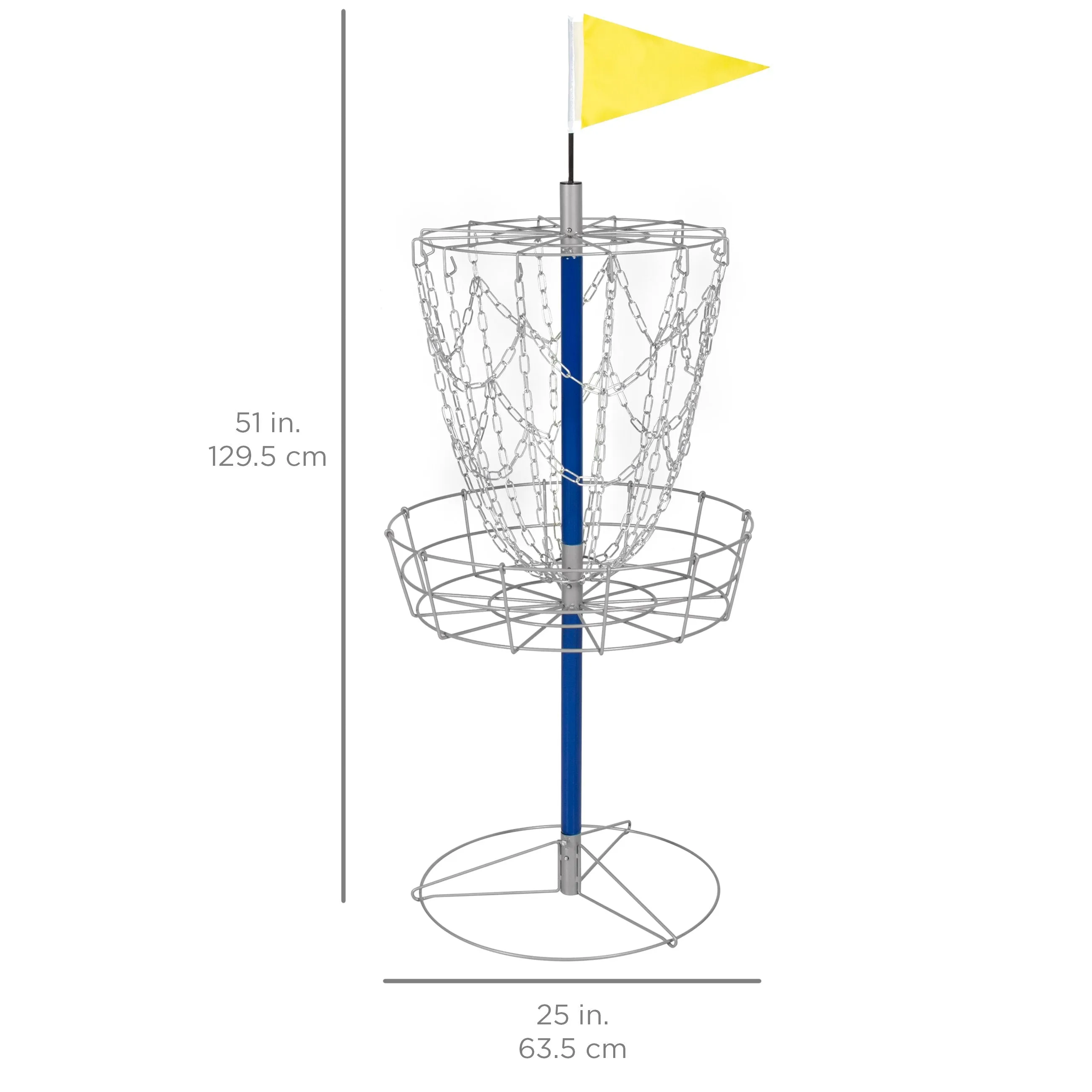 Portable Disc Golf Basket Double Chains Steel Frisbee Hole