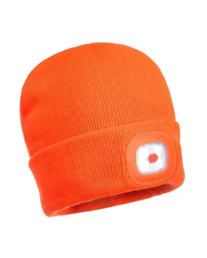 Rechargeable Twin LED Beanie - Orange