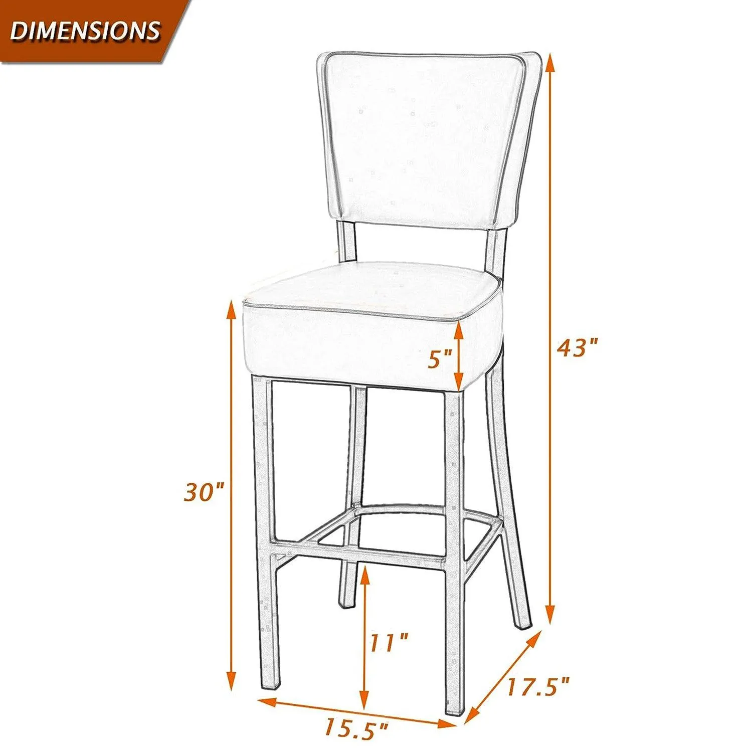 Set of 2 Bar Stools 30" Kitchen Chairs Counter Pub Height Leather Modern Dining Chairs Home Furniture, Beige