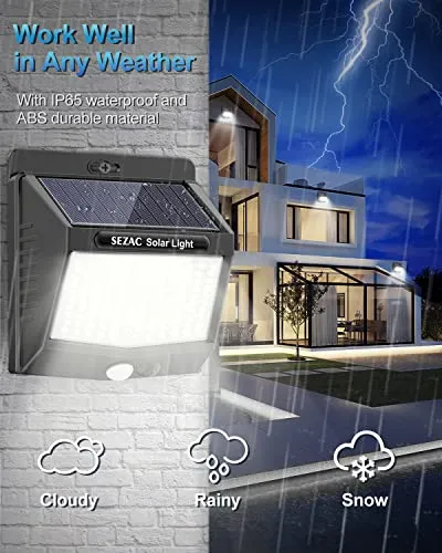 SEZAC solar Outdoor Security lights 10 Pack/3 lighting Modes Motion Sensor, Ultra-Bright, Wireless Wall lights Powered for Outside Patio Garden Backyard Fence Stairway (118LED)