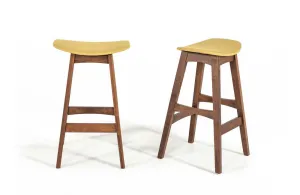 Steed Modern Yellow & Walnut Bar Stool