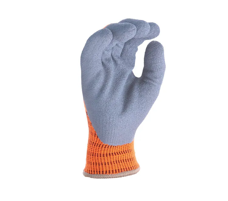 TASK GLOVES - (CT3001) Heavy Thermal coated Hi-Vis Orange Gloves, Double layered Acrylic insulation, Gray Latex palm coated - Quantity 12 Pair