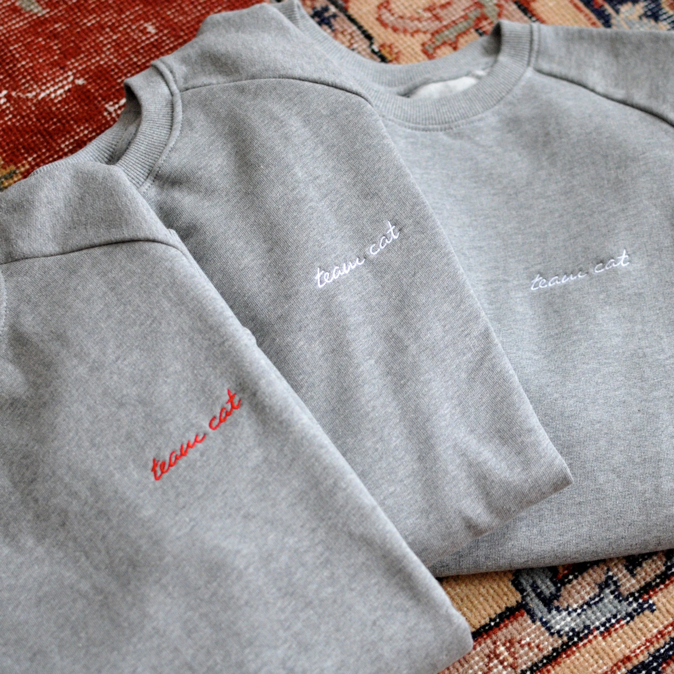 Team Cat Sweatshirt Grey/Red Stitching