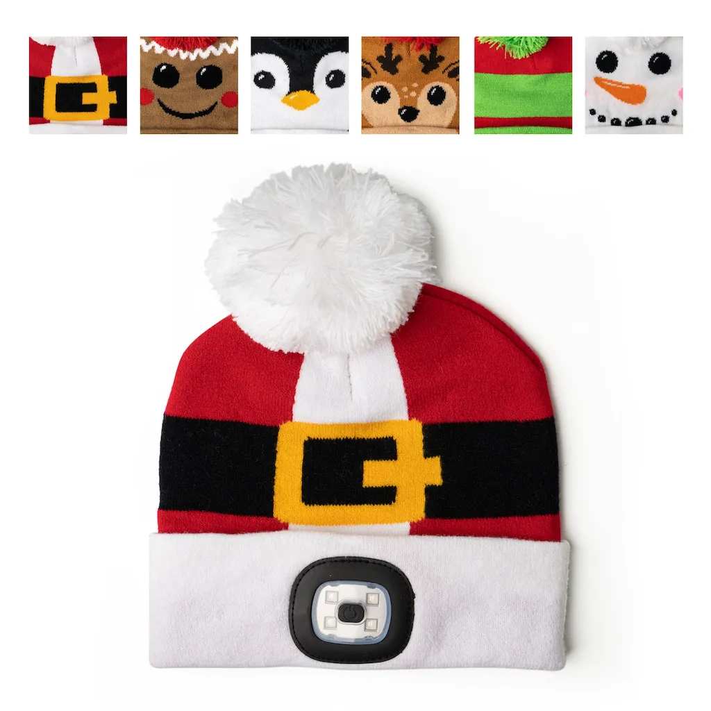 Tis The Season Christmas Rechargeable LED Pom Hat - Kids