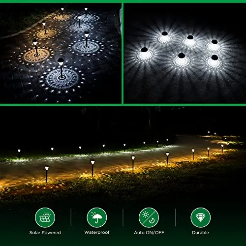 URAGO Super Bright Solar Lights, Waterproof 10 Pack, Dusk to Dawn Up to 12 Hrs Solar Powered Outdoor Pathway Garden Lights Auto On/Off, LED Landscape Lighting Decorative for Walkway Patio Yard