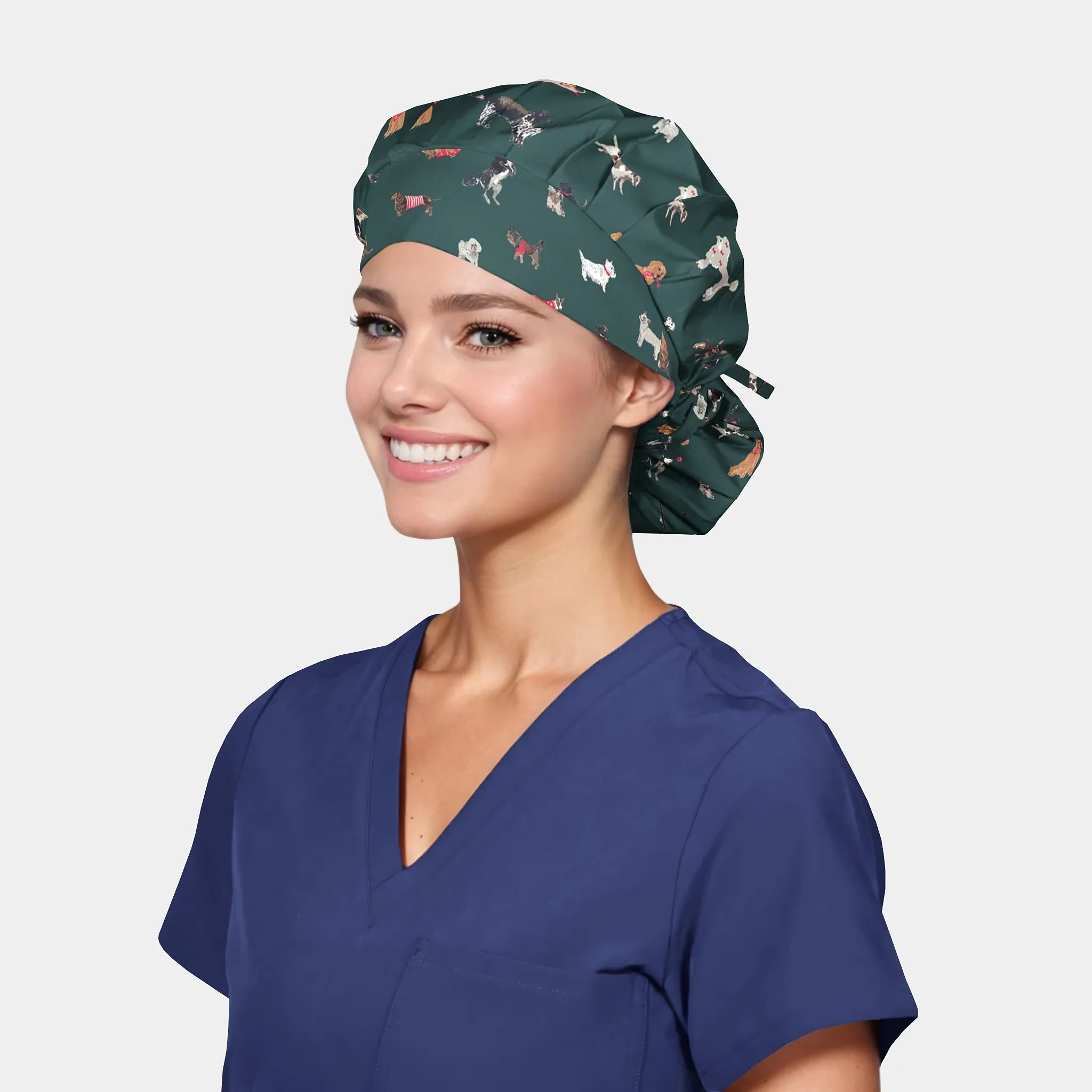 Wagging Wonders - Poppy Bouffant Scrub Hats