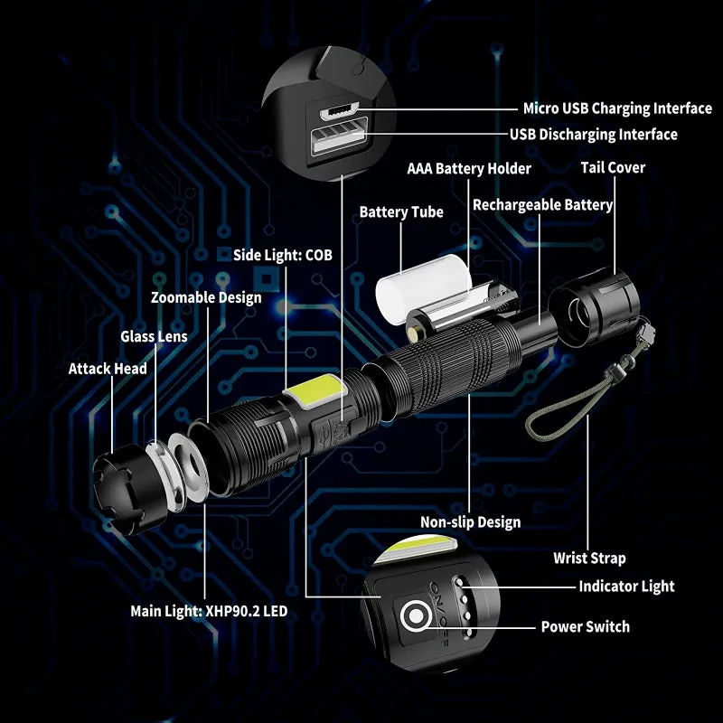 XHP360 Ultra High Power LED Flashlight for Outdoor Adventures